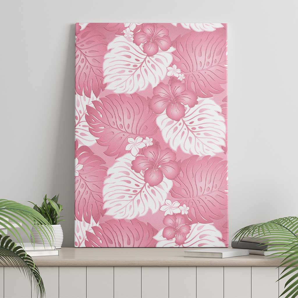 Pink Aloha Hawaii Canvas Wall Art Monstera Hibiscus Plumeria Seamless Vibes LT14 - Polynesian Pride