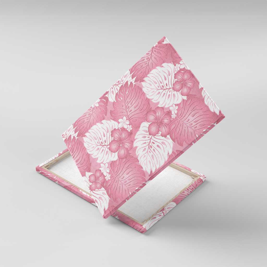 Pink Aloha Hawaii Canvas Wall Art Monstera Hibiscus Plumeria Seamless Vibes LT14 With Frame Pink - Polynesian Pride