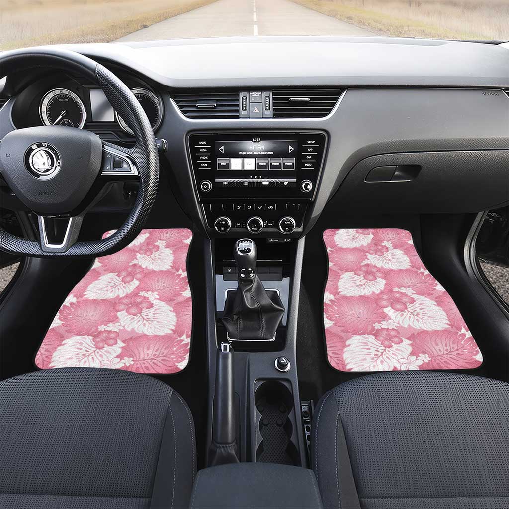 Pink Aloha Hawaii Car Mats Monstera Hibiscus Plumeria Seamless Vibes - Polynesian Pride