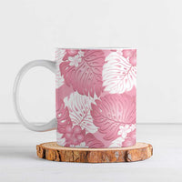 Pink Aloha Hawaii Ceramic Mug Monstera Hibiscus Plumeria Seamless Vibes - Polynesian Pride