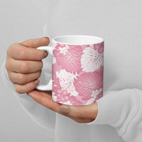 Pink Aloha Hawaii Ceramic Mug Monstera Hibiscus Plumeria Seamless Vibes - Polynesian Pride