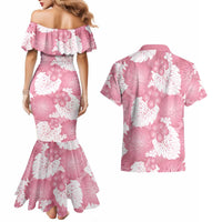 Pink Aloha Hawaii Couples Matching Mermaid Dress and Hawaiian Shirt Monstera Hibiscus Plumeria Seamless Vibes LT14 - Polynesian Pride