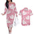 Pink Aloha Hawaii Couples Matching Off The Shoulder Long Sleeve Dress and Hawaiian Shirt Monstera Hibiscus Plumeria Seamless Vibes - Polynesian Pride