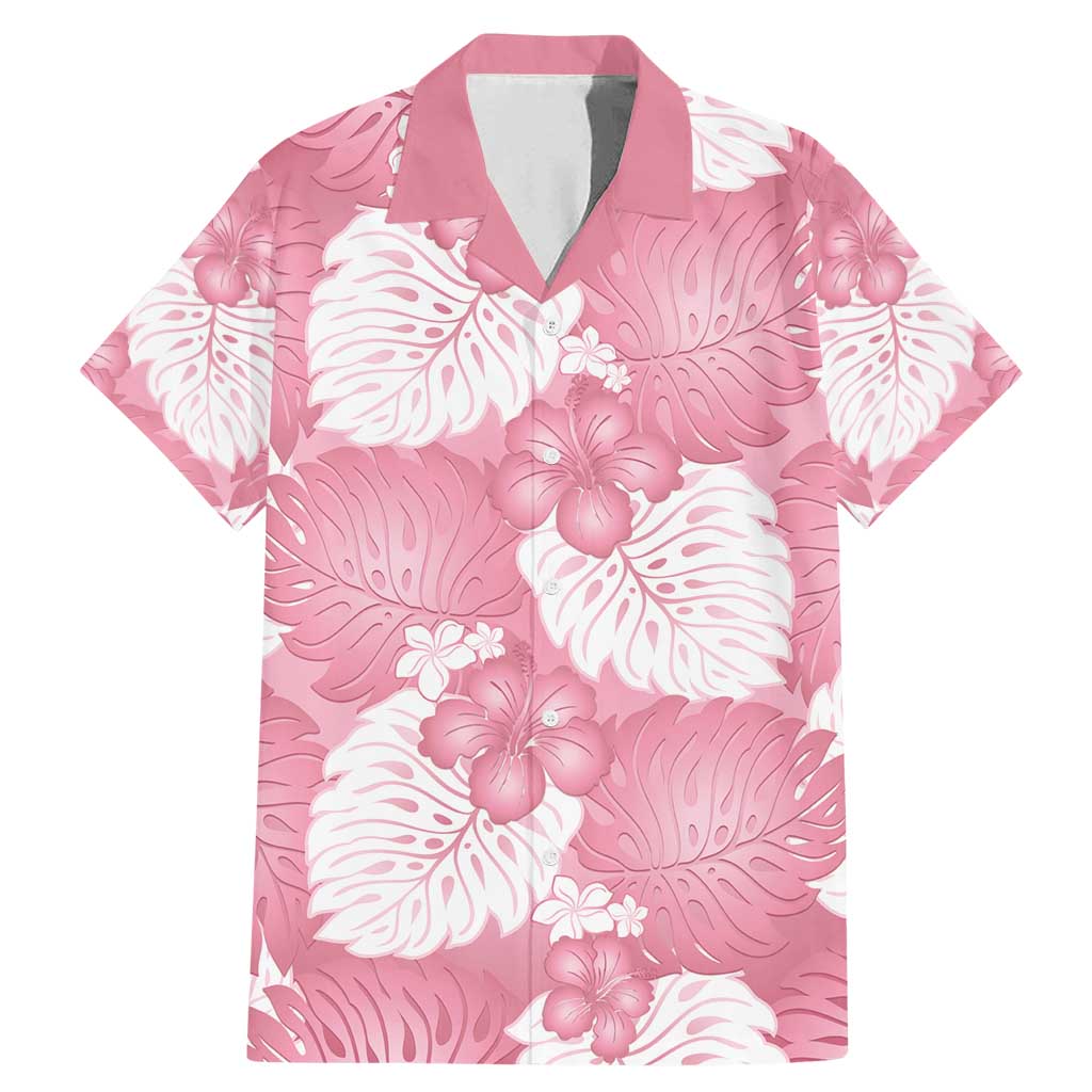 Pink Aloha Hawaii Family Matching Mermaid Dress and Hawaiian Shirt Monstera Hibiscus Plumeria Seamless Vibes - Polynesian Pride