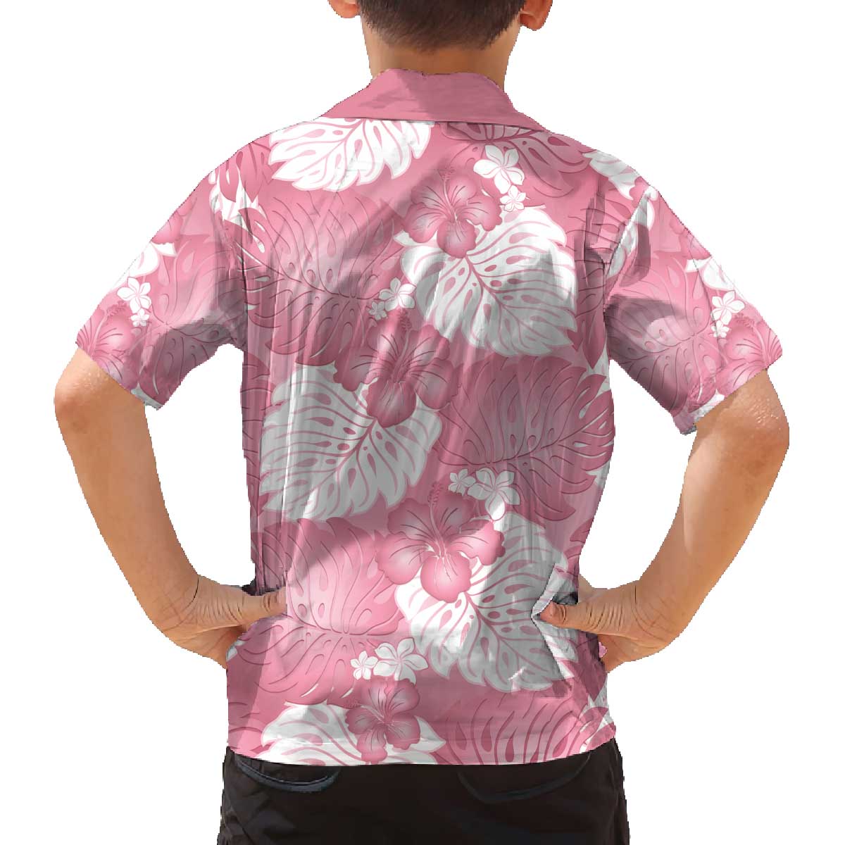 Pink Aloha Hawaii Family Matching Off The Shoulder Long Sleeve Dress and Hawaiian Shirt Monstera Hibiscus Plumeria Seamless Vibes LT14 - Polynesian Pride