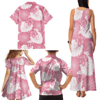 Pink Aloha Hawaii Family Matching Tank Maxi Dress and Hawaiian Shirt Monstera Hibiscus Plumeria Seamless Vibes - Polynesian Pride