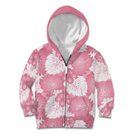 Pink Aloha Hawaii Kid Hoodie Monstera Hibiscus Plumeria Seamless Vibes - Polynesian Pride