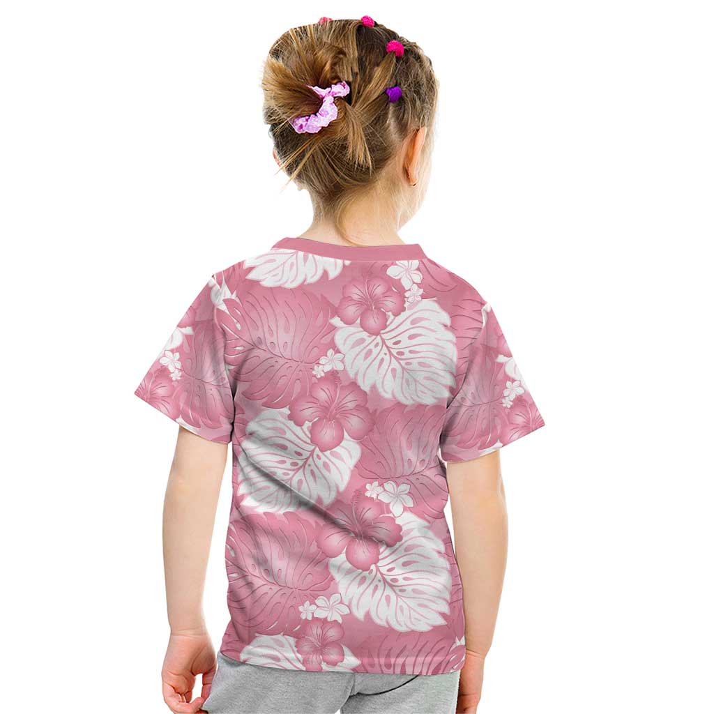 Pink Aloha Hawaii Kid T Shirt Monstera Hibiscus Plumeria Seamless Vibes LT14 - Polynesian Pride