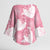 Pink Aloha Hawaii Kimono Sleeve Blouse Monstera Hibiscus Plumeria Seamless Vibes - Polynesian Pride