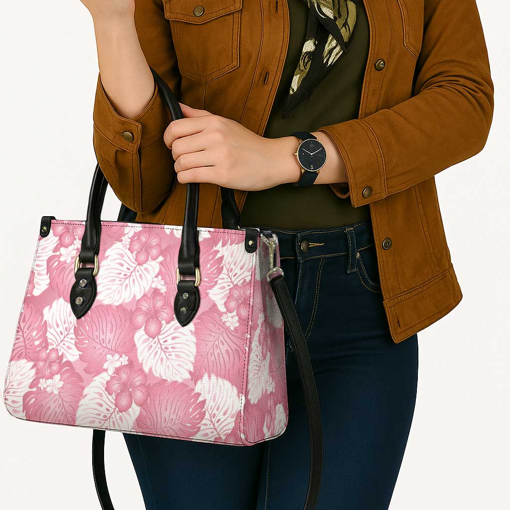 Pink Aloha Hawaii Leather Bag Monstera Hibiscus Plumeria Seamless Vibes - Polynesian Pride