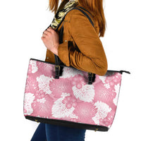 Pink Aloha Hawaii Leather Tote Bag Monstera Hibiscus Plumeria Seamless Vibes LT14 Pink - Polynesian Pride