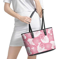 Pink Aloha Hawaii Leather Tote Bag Monstera Hibiscus Plumeria Seamless Vibes LT14 - Polynesian Pride