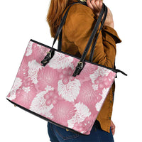 Pink Aloha Hawaii Leather Tote Bag Monstera Hibiscus Plumeria Seamless Vibes LT14 - Polynesian Pride