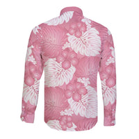 Pink Aloha Hawaii Long Sleeve Button Shirt Monstera Hibiscus Plumeria Seamless Vibes LT14 - Polynesian Pride