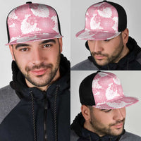 Pink Aloha Hawaii Mesh Trucker Cap Monstera Hibiscus Plumeria Seamless Vibes - Polynesian Pride