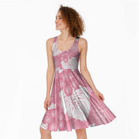 Pink Aloha Hawaii Midi Dress Monstera Hibiscus Plumeria Seamless Vibes - Polynesian Pride