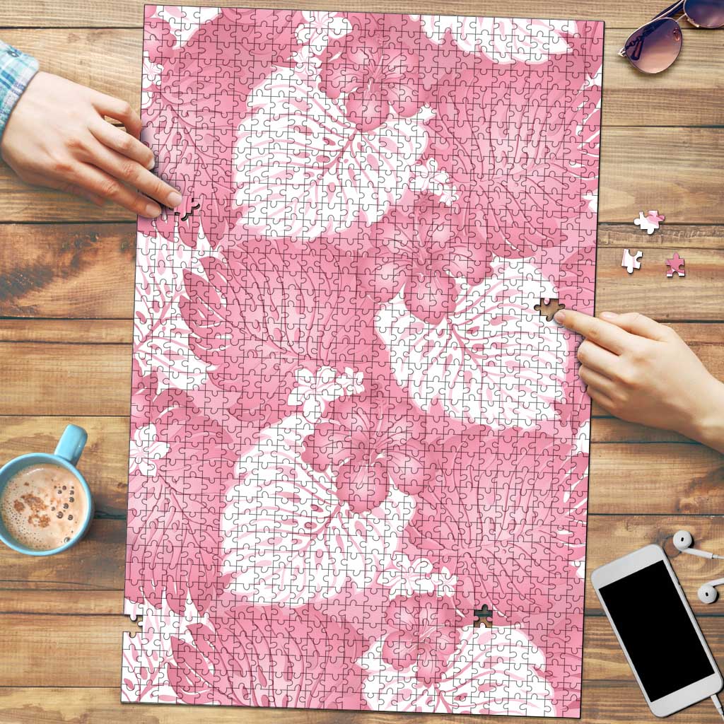 Pink Aloha Hawaii Puzzle Monstera Hibiscus Plumeria Seamless Vibes LT14 Pink - Polynesian Pride
