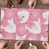 Pink Aloha Hawaii Puzzle Monstera Hibiscus Plumeria Seamless Vibes LT14 - Polynesian Pride