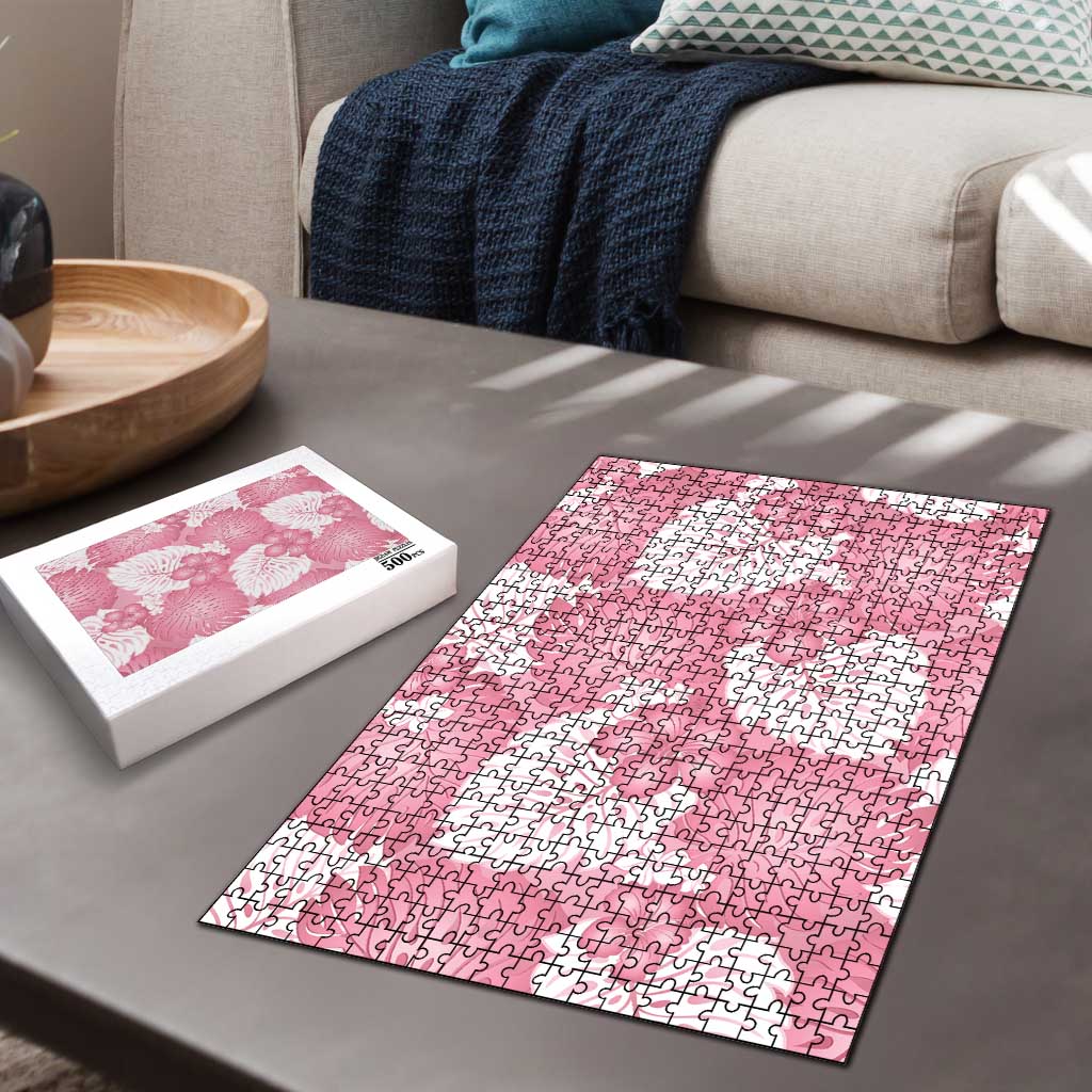 Pink Aloha Hawaii Puzzle Monstera Hibiscus Plumeria Seamless Vibes LT14 - Polynesian Pride