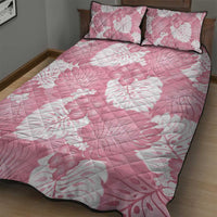 Pink Aloha Hawaii Quilt Bed Set Monstera Hibiscus Plumeria Seamless Vibes - Polynesian Pride