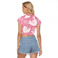Pink Aloha Hawaii Raglan Cropped T Shirt Monstera Hibiscus Plumeria Seamless Vibes LT14 - Polynesian Pride