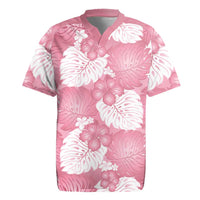 Pink Aloha Hawaii Rugby Jersey Monstera Hibiscus Plumeria Seamless Vibes - Polynesian Pride