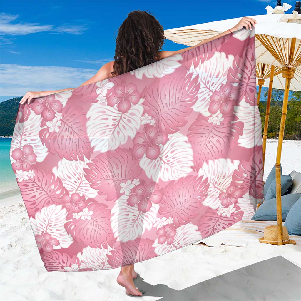 Pink Aloha Hawaii Sarong Monstera Hibiscus Plumeria Seamless Vibes LT14 One Size 44 x 66 inches Pink - Polynesian Pride