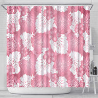Pink Aloha Hawaii Shower Curtain Monstera Hibiscus Plumeria Seamless Vibes - Polynesian Pride