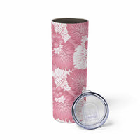 Pink Aloha Hawaii Skinny Tumbler Monstera Hibiscus Plumeria Seamless Vibes - Polynesian Pride