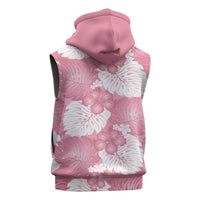 Pink Aloha Hawaii Sleeveless Hoodie Monstera Hibiscus Plumeria Seamless Vibes - Polynesian Pride