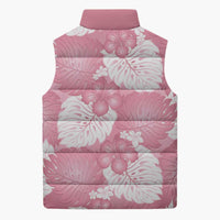 Pink Aloha Hawaii Sleeveless Puffer Jacket Monstera Hibiscus Plumeria Seamless Vibes LT14 - Polynesian Pride