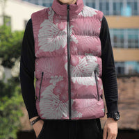 Pink Aloha Hawaii Sleeveless Puffer Jacket Monstera Hibiscus Plumeria Seamless Vibes LT14 - Polynesian Pride