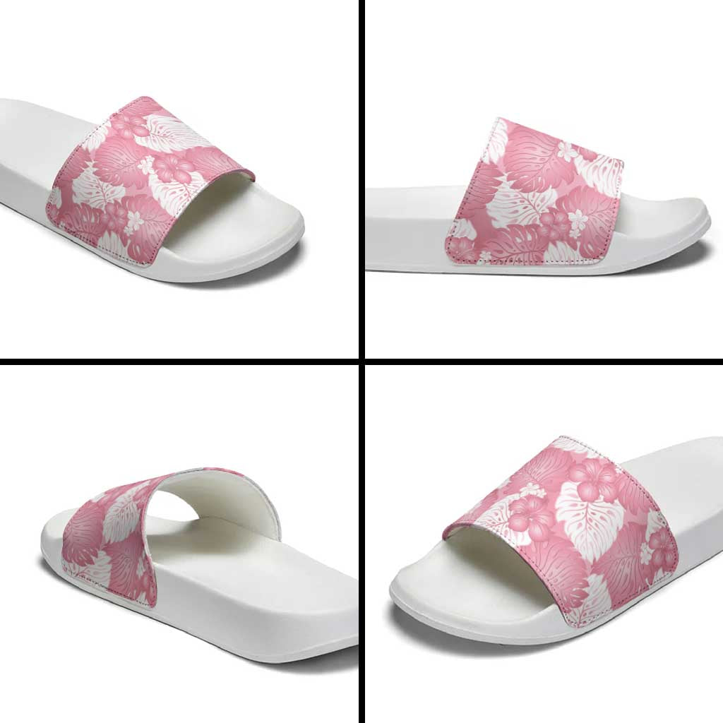 Pink Aloha Hawaii Slide Sandals Monstera Hibiscus Plumeria Seamless Vibes - Polynesian Pride