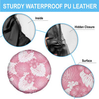 Pink Aloha Hawaii Spare Tire Cover Monstera Hibiscus Plumeria Seamless Vibes - Polynesian Pride
