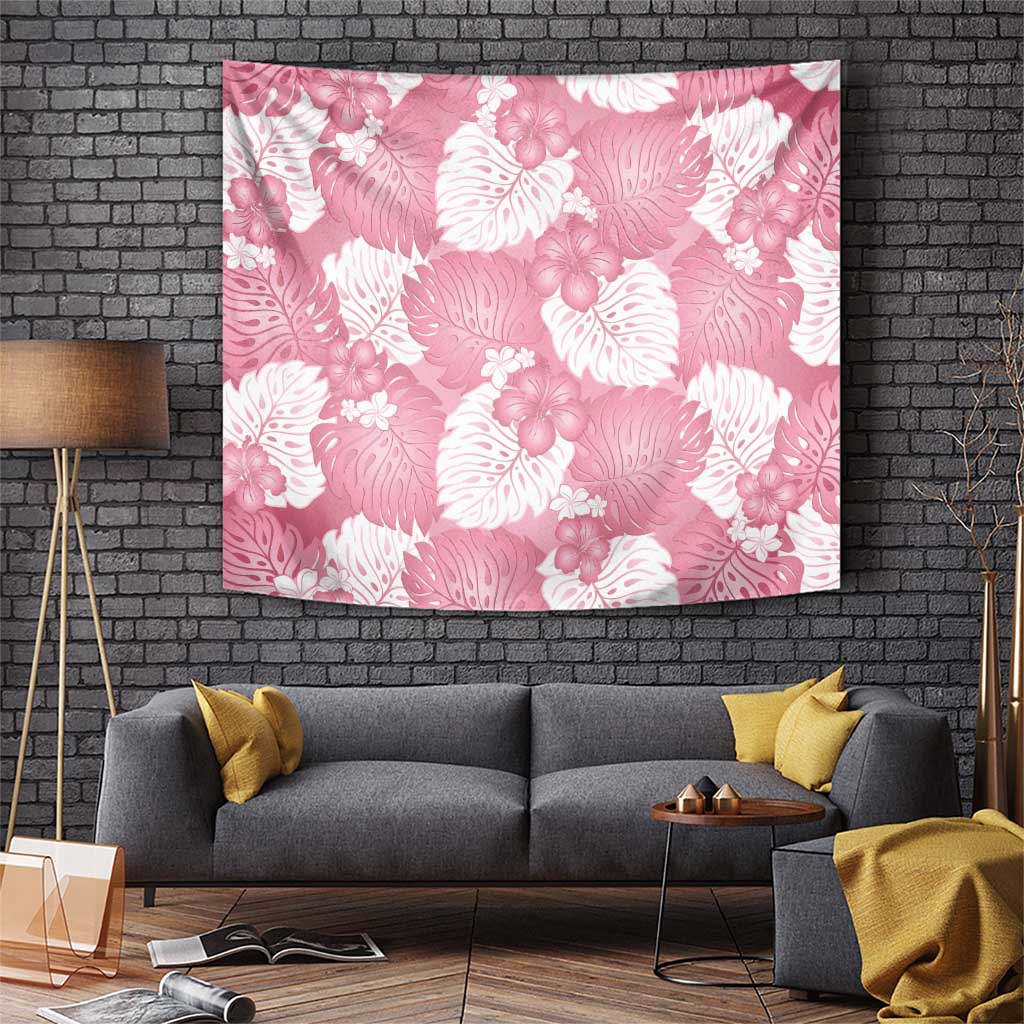 Pink Aloha Hawaii Tapestry Monstera Hibiscus Plumeria Seamless Vibes LT14 Pink - Polynesian Pride