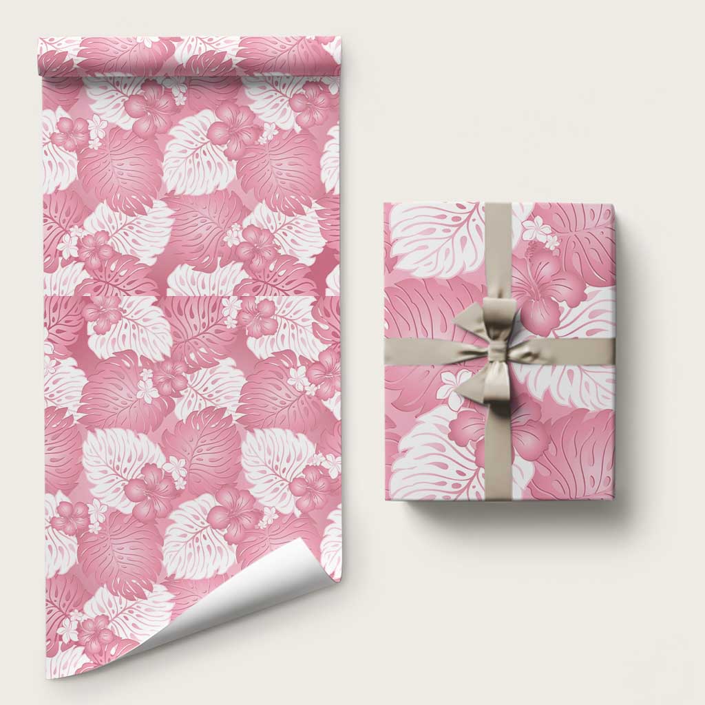 Pink Aloha Hawaii Wrapping Paper Monstera Hibiscus Plumeria Seamless Vibes - Polynesian Pride