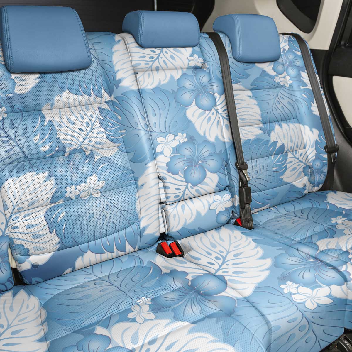 Blue Aloha Hawaii Back Car Seat Cover Monstera Hibiscus Plumeria Seamless Vibes LT14 - Polynesian Pride