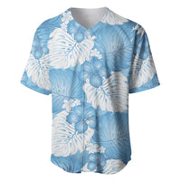 Blue Aloha Hawaii Baseball Jersey Monstera Hibiscus Plumeria Seamless Vibes - Polynesian Pride
