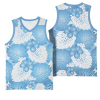 Blue Aloha Hawaii Basketball Jersey Monstera Hibiscus Plumeria Seamless Vibes LT14 - Polynesian Pride