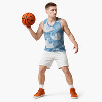 Blue Aloha Hawaii Basketball Jersey Monstera Hibiscus Plumeria Seamless Vibes LT14 - Polynesian Pride