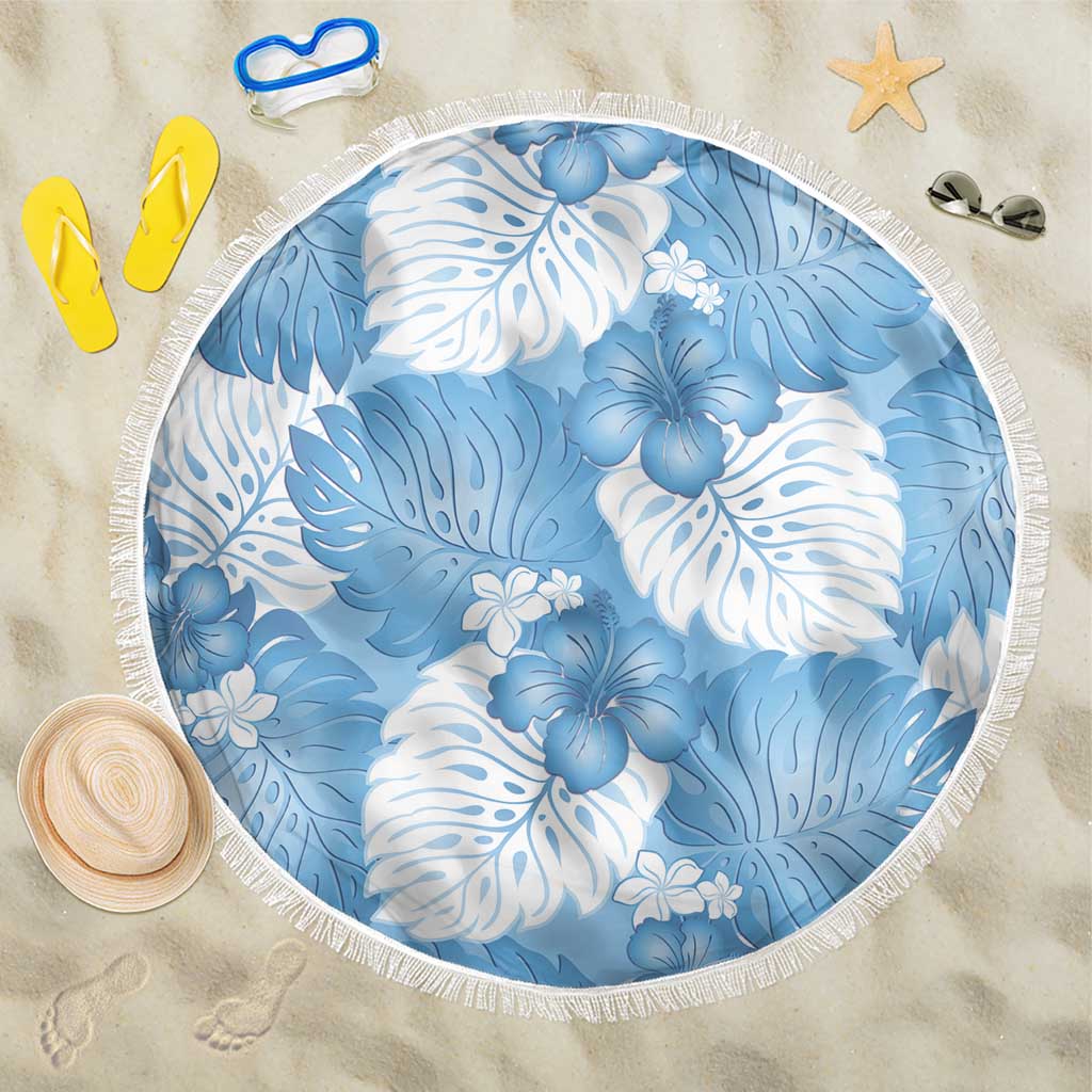 Blue Aloha Hawaii Beach Blanket Monstera Hibiscus Plumeria Seamless Vibes - Polynesian Pride