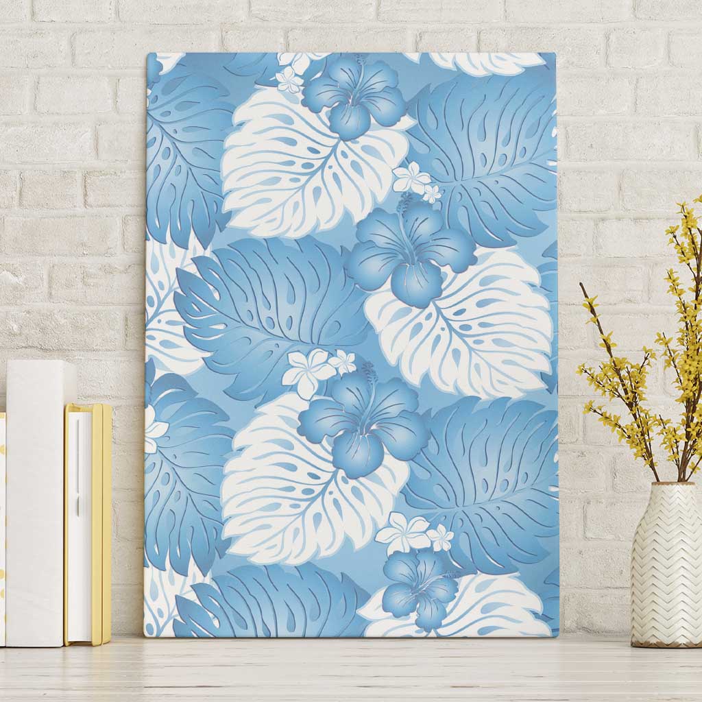 Blue Aloha Hawaii Canvas Wall Art Monstera Hibiscus Plumeria Seamless Vibes LT14 Without Frame Blue - Polynesian Pride