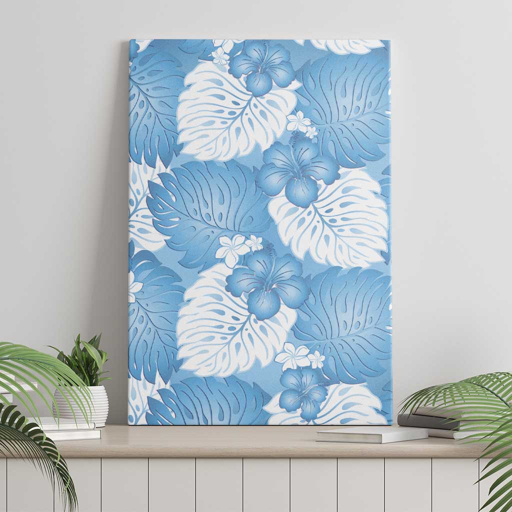 Blue Aloha Hawaii Canvas Wall Art Monstera Hibiscus Plumeria Seamless Vibes LT14 - Polynesian Pride