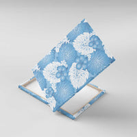 Blue Aloha Hawaii Canvas Wall Art Monstera Hibiscus Plumeria Seamless Vibes LT14 With Frame Blue - Polynesian Pride