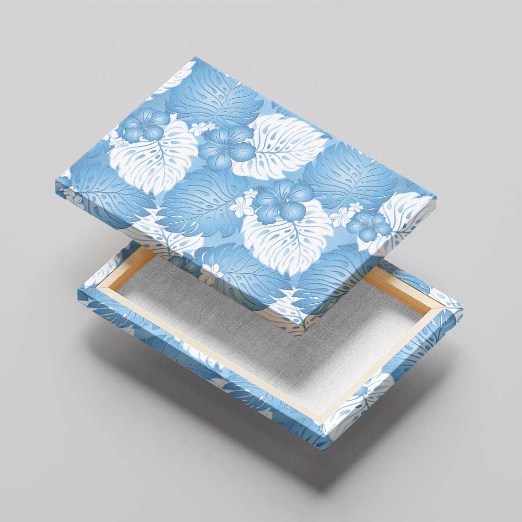 Blue Aloha Hawaii Canvas Wall Art Monstera Hibiscus Plumeria Seamless Vibes LT14 - Polynesian Pride