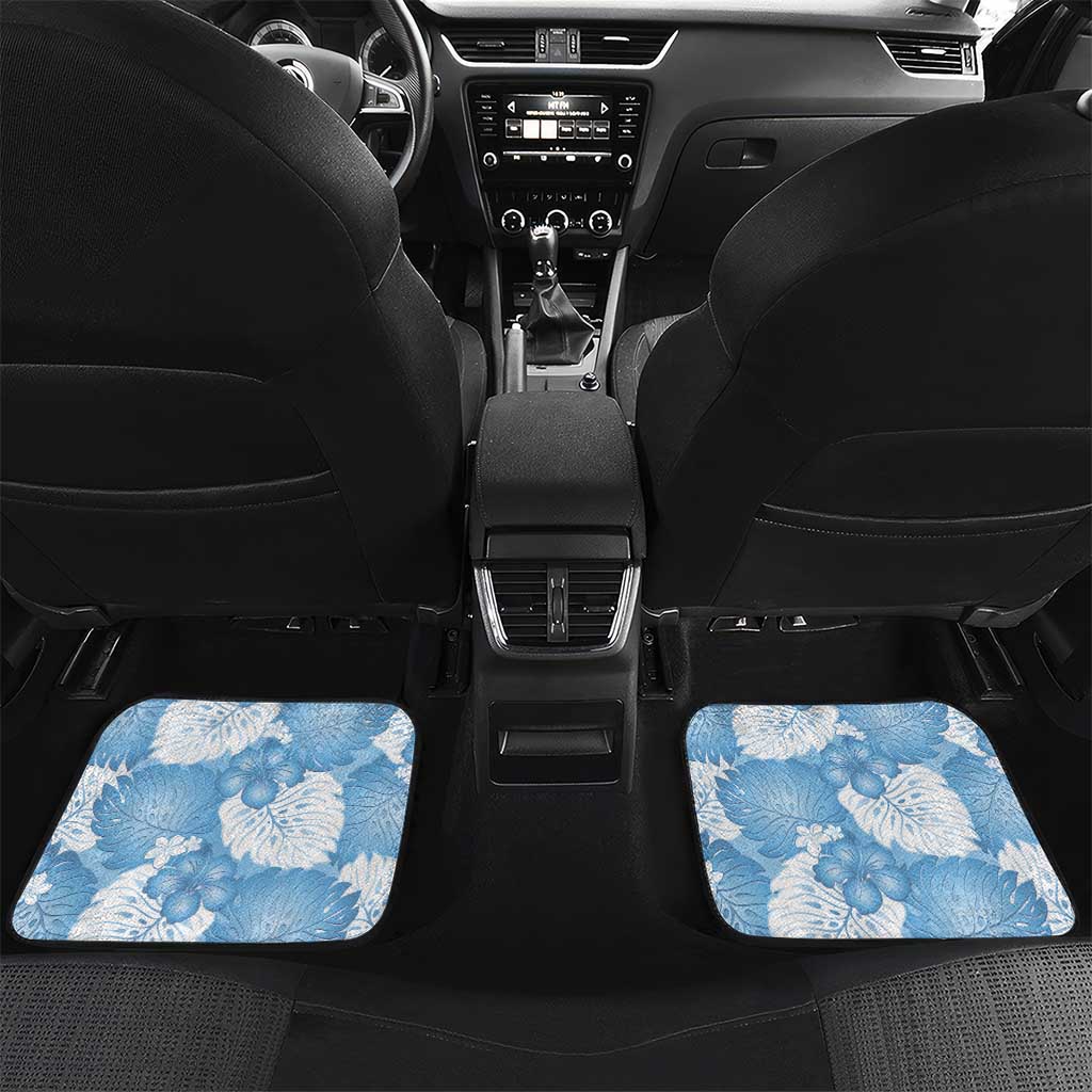 Blue Aloha Hawaii Car Mats Monstera Hibiscus Plumeria Seamless Vibes - Polynesian Pride