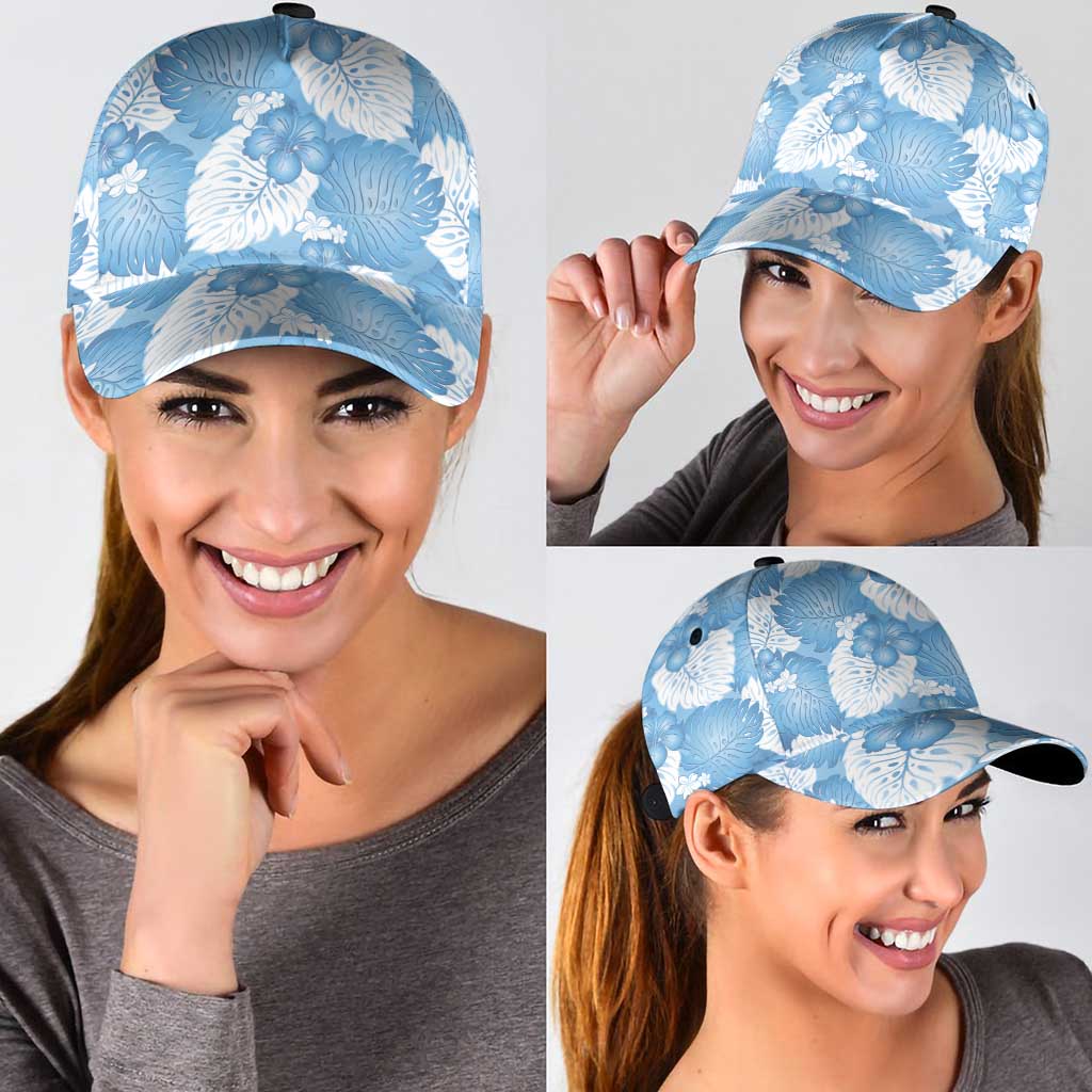 Blue Aloha Hawaii Classic Cap Monstera Hibiscus Plumeria Seamless Vibes - Polynesian Pride