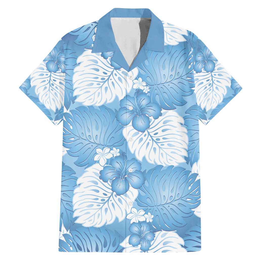 Blue Aloha Hawaii Family Matching Mermaid Dress and Hawaiian Shirt Monstera Hibiscus Plumeria Seamless Vibes - Polynesian Pride