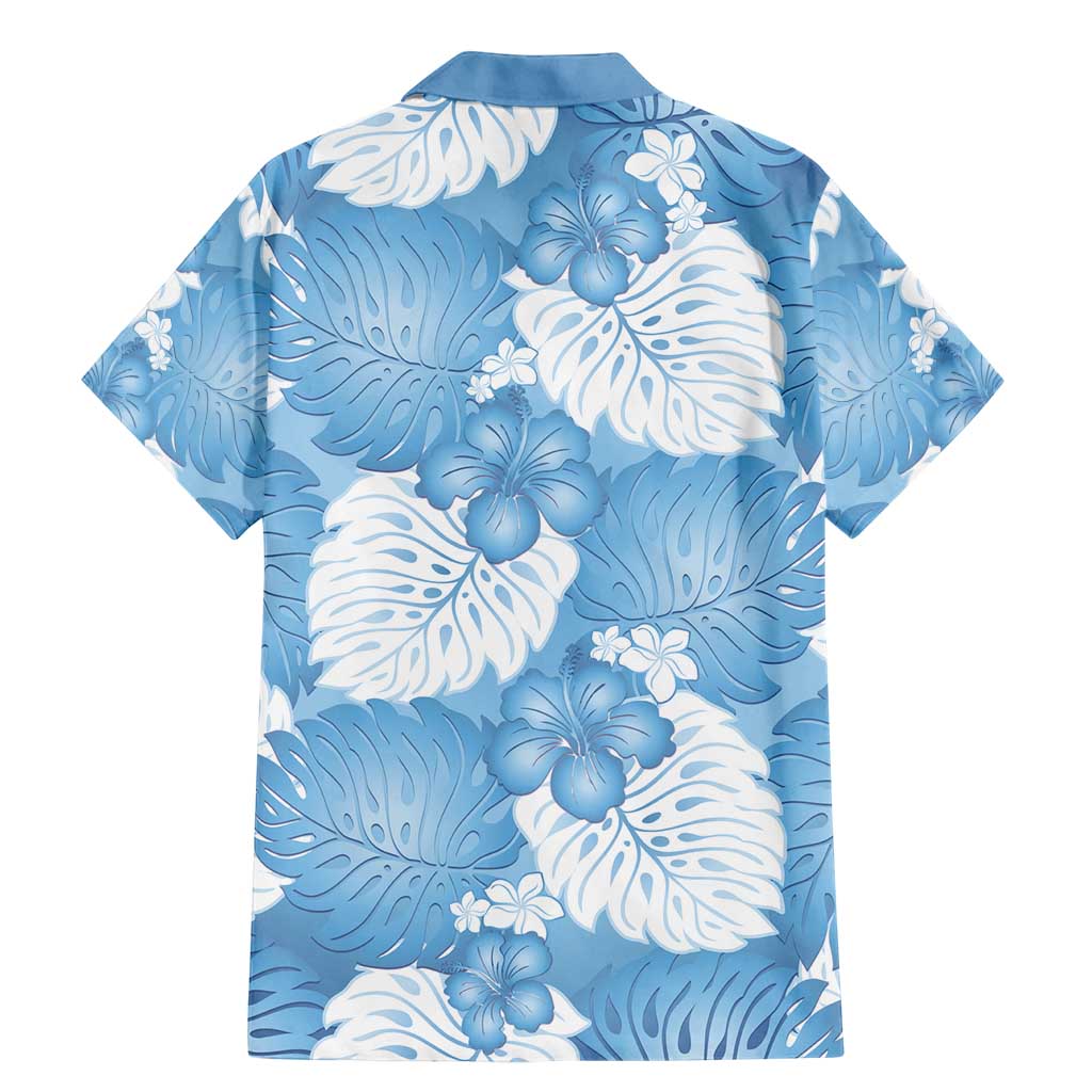 Blue Aloha Hawaii Family Matching Mermaid Dress and Hawaiian Shirt Monstera Hibiscus Plumeria Seamless Vibes - Polynesian Pride