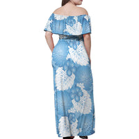 Blue Aloha Hawaii Family Matching Off Shoulder Maxi Dress and Hawaiian Shirt Monstera Hibiscus Plumeria Seamless Vibes - Polynesian Pride
